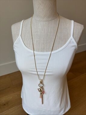 White House Black Market pink and gold long necklace